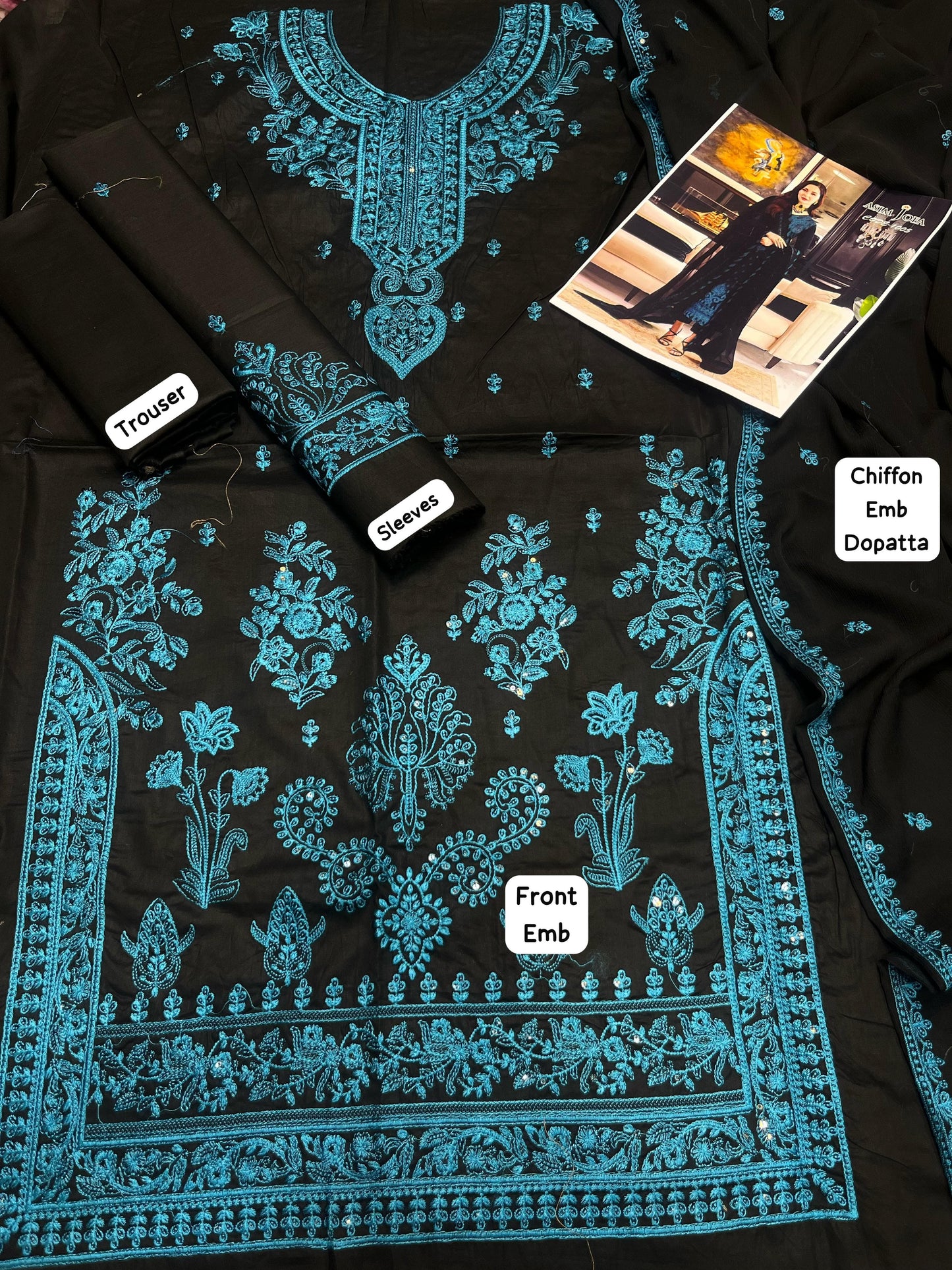 Asim jofa EMBROIDERED LAWN SILK 3 PCS AJRN-02 FJ