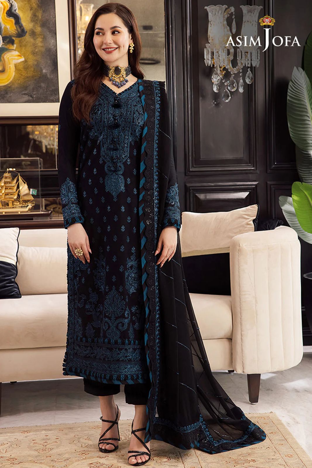 Asim jofa EMBROIDERED LAWN SILK 3 PCS AJRN-02 FJ