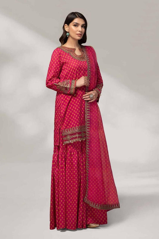 Maria.B 3 Piece Printed Lawn Suit | DW-EF23-14R1 FJ